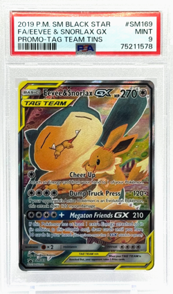 Pokemon 2019 Eevee Snorlax GX SM169 Alt Art Promo PSA 9 Mint TCG - Image 1