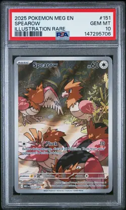Pokemon TCG Spearow 151/132 Mega Evolution Illustration Rare PSA 10 GEM MINT - Image 1