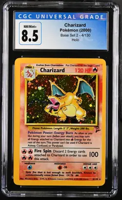 CHARIZARD HOLO CGC 8.5 2000 POKEMON BASE SET 2 II HOLO ENGLISH #4/130 #4 RARE - Image 1