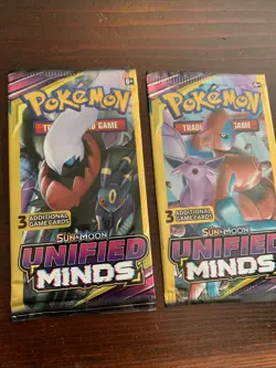 POKEMON Sun & Moon UNIFIED MINDS 3 Card Mini Booster Packs Complete Pack Art Set - Image 3