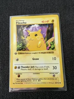 1999 Pokemon Base Set Shadowless 1st Edition Yellow Cheeks Pikachu 58/102 - LP - Image 1