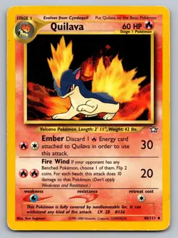 QUILAVA 46/111 UNCOMMON NEO GENESIS POKEMON DMG - Image 1