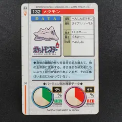 Pokemon Card Ditto 132 Bandai Carddass 1996 Made in Japan Red F8342 - Image 3