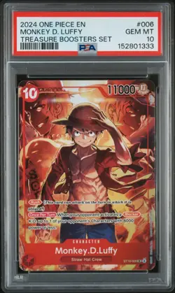 2024 One Piece ST10 English MONKEY D. LUFFY Treasure Boosters Set PSA 10 #006 - Image 1