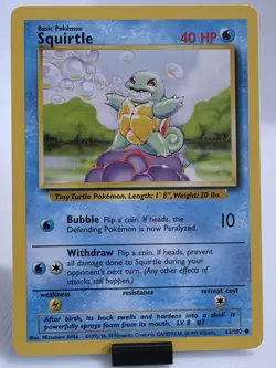 Pokemon TCG Squirtle Base Set Unlimited Common Card 63/102 LP - Image 1