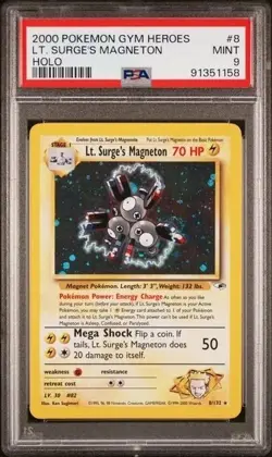 Pokemon Gym Heroes 8/132 Lt. Surge's Magneton Holo PSA 9 2000 - Image 1