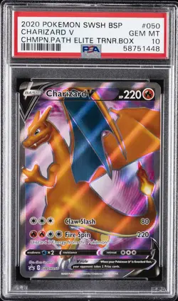 2020 POKEMON SWSH BLACK STAR PROMO #050 CHARIZARD V PSA 10 - Image 1