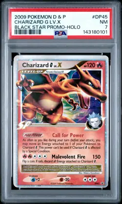 2009 POKEMON DIAMOND & PEARL BLACK STAR PROMO HOLO #DP45 CHARIZARD G LV.X PSA 7 - Image 1