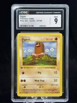 Diglett #47 1st Edition Base Set 1999 Pokemon Game CGC 9 🪨 - Image 1