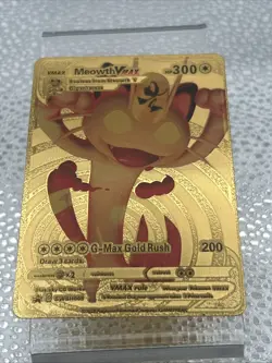 Meowth VMAX HP300 Gold Foil Pokemon Card G-Max Gold Rush card # SWSH005 - Image 1