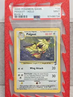 PSA 9 - Pokemon PIDGEOT 14/130 - BASE SET 2 - FOIL Rare SWIRL - Image 1