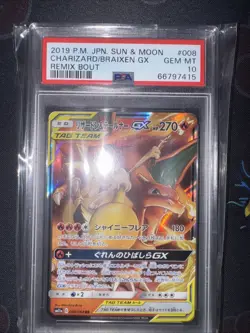PSA 10 Charizard Braixen GX 008 Pokemon Sun & Moon Remix Bout Japanese 2019 - Image 1