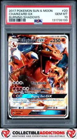 2017 Pokemon Sun & Moon Burning Shadows #20 Charizard Gx Burning Shadows PSA 10 - Image 1