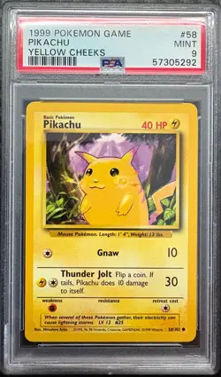 1999 Pokemon #58 Pikachu Yellow Cheeks PSA 9 - Image 1