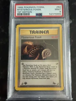 Mysterious Fossil – 1st Edition – PSA 9 – Fossil - 1999 #62/62 – Pokemon Vintage - Image 1