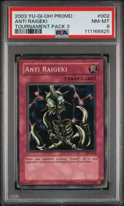 2003 Yu-Gi-Oh! Anti-Raigeki Tournament Pack 3 TP3 Super Rare PSA 8 - Image 1