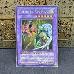 Yugioh Elemental Hero Flame Wingman EHC1-EN004 Secret Rare Limited Edition MP - Image 1