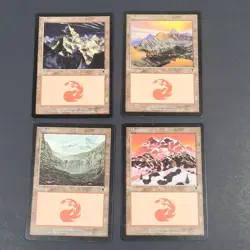 MTG Card - 4x Mountain - Odyssey - LP/NM - Vintage Basic Lands - All 4 Artworks - Image 1
