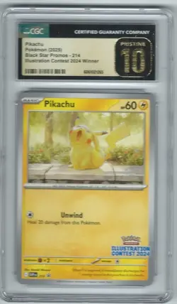 POKEMON CGC PRISTINE 10 PIKACHU ILLUSTRATION CONTEST WINNER 2024 #214 PROMO - Image 1