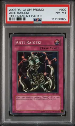 2003 Yu-Gi-Oh! Anti-Raigeki Tournament Pack 3 TP3 Super Rare PSA 8 - Image 1
