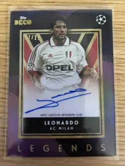 Leonardo Auto Autograph Topps Deco 2023/24 Legends AC Milan Football Card /25 - Image 1