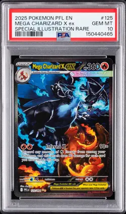 2025 POKEMON PFL EN-PHANTASMAL FLAMES #125 MEGA CHARIZARD X EX PSA 10 - Image 1