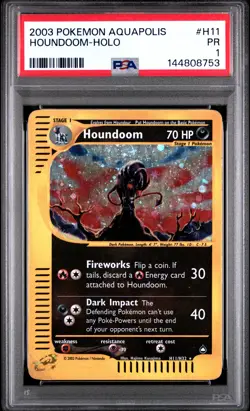 2003 POKEMON AQUAPOLIS #H11 HOUNDOOM-HOLO PSA 1 - Image 1