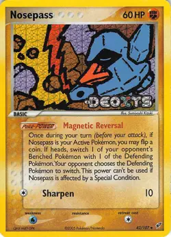 Nosepass 42/107 Uncommon Deoxys Pokemon Reverse Holo Moderately Played - Image 1