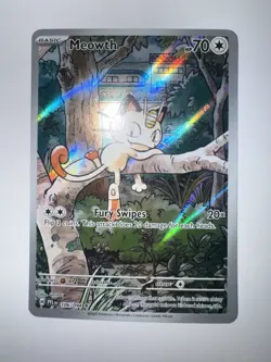 Pokemon Meowth 106/094 Illustration Rare Holo 70 HP Me02: Phantasmal Flames 2025 - Image 1