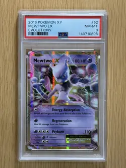 PSA 8 Mewtwo EX 52/108 XY Evolutions 2016 Pokemon Holo - Image 1