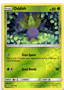 Pokemon TCG Oddish 5/214 Unbroken Bonds Reverse Holo Rare Lightly Played - Image 1