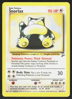 Snorlax 30/130 Base Set 2 Pokemon Card NM - Image 1