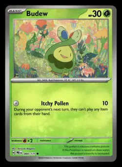 Budew 004/131 Common Prismatic Evolutions Poke Ball Reverse Holo Pokemon NM - Image 1