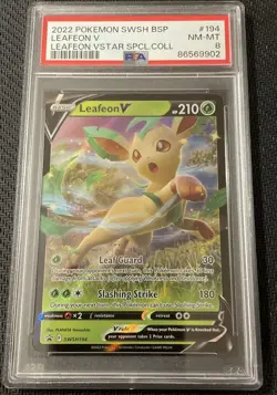 2022 Pokemon SWSH BSP # 194 Leafeon V Special Collection PSA 8 NM/MT - Image 1