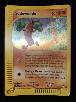 Pokemon SUDOWOODO H24/H32 Rara Aquapolis Reverse Holo ENG Carte Vintage - Image 1