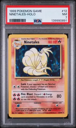 1999 Pokemon Game #12 Ninetales-Holo PSA 7 - Image 1