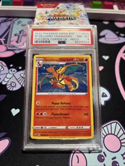 2022 POKEMON SWSH BLACK STAR PROMO #075 SPECIAL DELIVERY CHARIZARD-HOLO PSA 8 - Image 1
