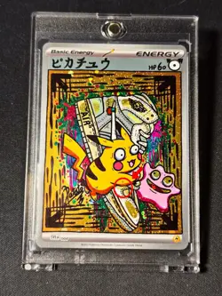 Hand painted Pikachu Ditto On Holo Energy Pokemon card By: Potato 🥔 - Image 5