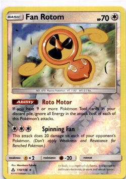 Pokemon TCG Fan Rotom 110/156 Ultra Prism Reverse Holo Rare Lightly Played - Image 1