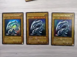 3x Blue Eyes White Dragon Yu-gi-oh Played Condition - Image 1