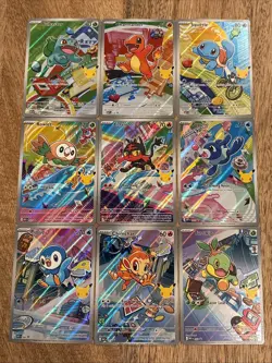 2026 Pokemon TCG First Partner Illustration Collection Promo Complete 9 Card Set - Image 1