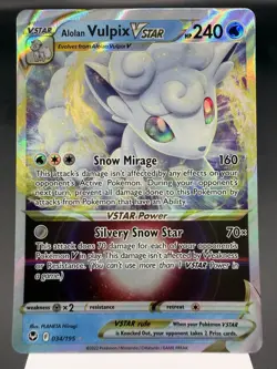 Alolan Vulpix VSTAR 034/195 - Ultra Rare Holo - Silver Tempest Pokemon Card NM - Image 1