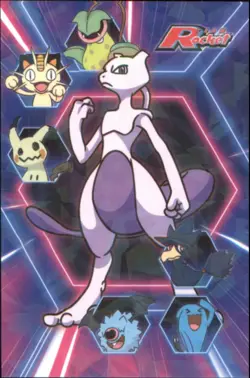 Pokemon Team Rocket Card Database Mewtwo Meowth Mimikyu Cracked Ice Holo - Image 1