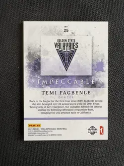 Temi Fagbenle 2025 Panini Impeccable WNBA Gold 10/25 Valkyries - Image 2