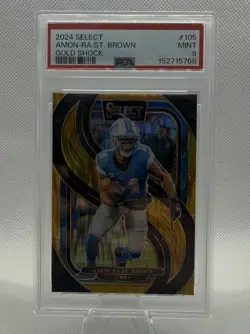 2024 Panini Select - Premier Level Amon-Ra St. Brown Gold Shock /10 PSA 9 Pop1 - Image 1