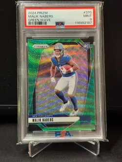 2024 Prizm Malik Nabers RC PSA 9 Mint #370 Green Wave Rookie Card NY Giants - Image 4