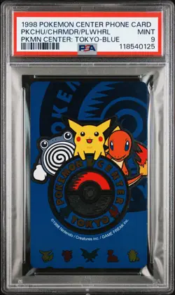 1998 POKEMON CENTER PHONE CARD CHARMANDER/PIKACHU/POLIWHIRL PSA 9 - Image 1