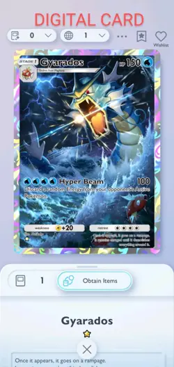 Pokemon Pocket Mobile Game Genetic Apex Set Gyarados ☆ Rare Digital Trade Card - Image 1