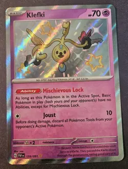 Pokemon TCG Klefki Card Paldean Fates Shiny Rare 159/091 Near Mint - Image 1