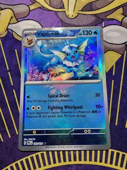 Pokemon Vaporeon 022/131 Sv: Prismatic Evolutions Rare Holo Master Ball 2025 - Image 1